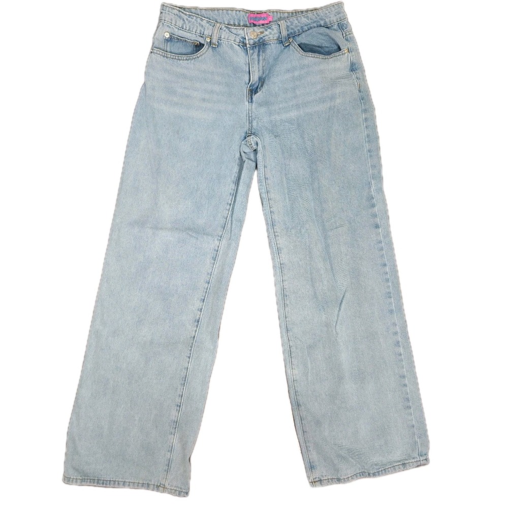 Edikted Jeans Womens Medium Wide Leg Light Wash Blue Denim Y2K Skater 31×32